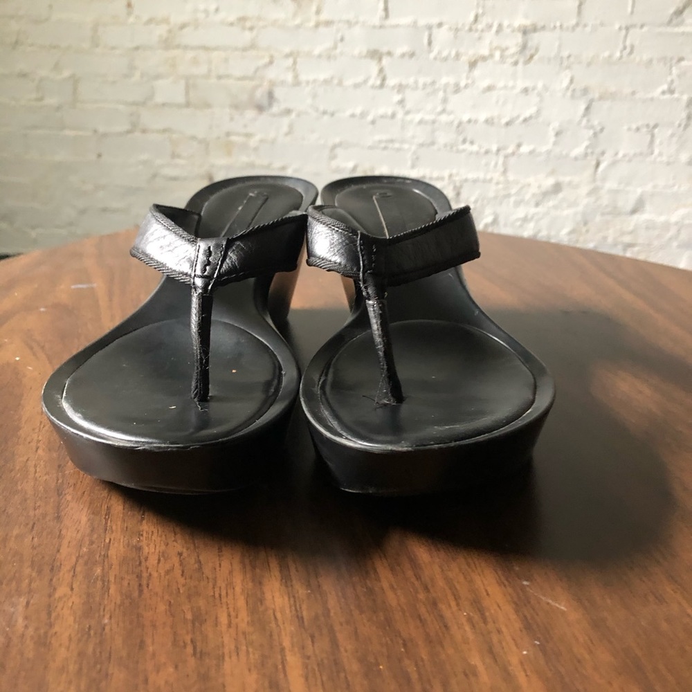 Nine West Black Thong Wedge